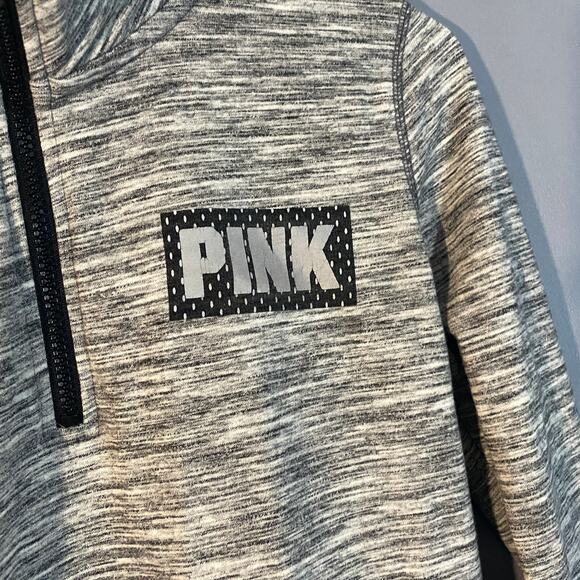 PINK by Victoria's Secret Heathered Gray 1/4 Zip Sweatshirt Women Sz XS - Picture 3 of 9